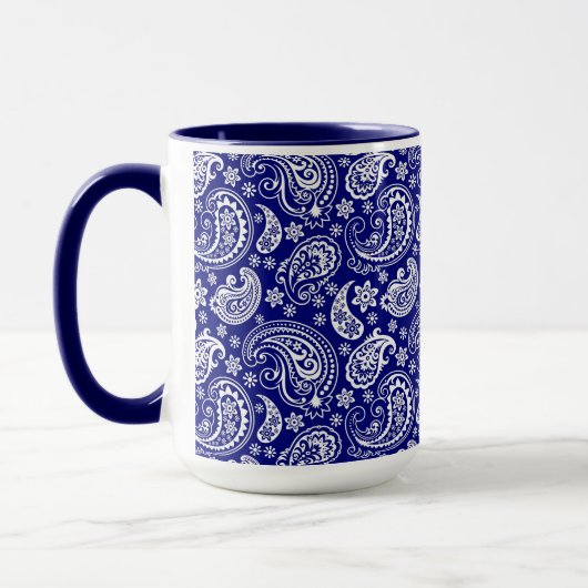 Blauw & Wit  Bloemen Paisley Design Mok (Links)