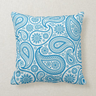 Blauw & Wit  Bloemen Paisley Kussen