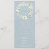 Blauw Wit Bloemen Pasen krans Flat 4 gangen Menu (Voorkant)