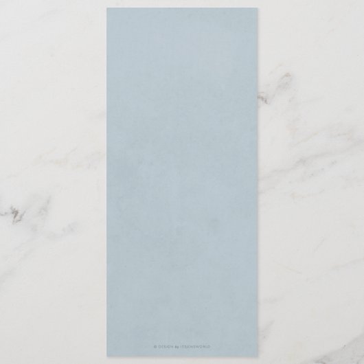 Blauw Wit Bloemen Pasen krans Flat 4 gangen Menu (Achterkant)