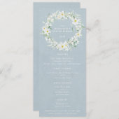 Blauw Wit Bloemen Pasen krans Flat 4 gangen Menu (Voorkant / Achterkant)