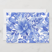 Blauw & Wit Bloemen Porselein Bruiloft Bedankkaart (Achterkant)