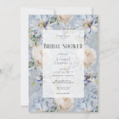 Blauw & Wit Bloemen Rustiek Romantisch Vrijgezelle Kaart (Voorkant)