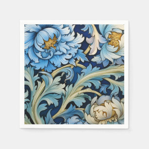 Blauw & Wit  Bloemen Servet