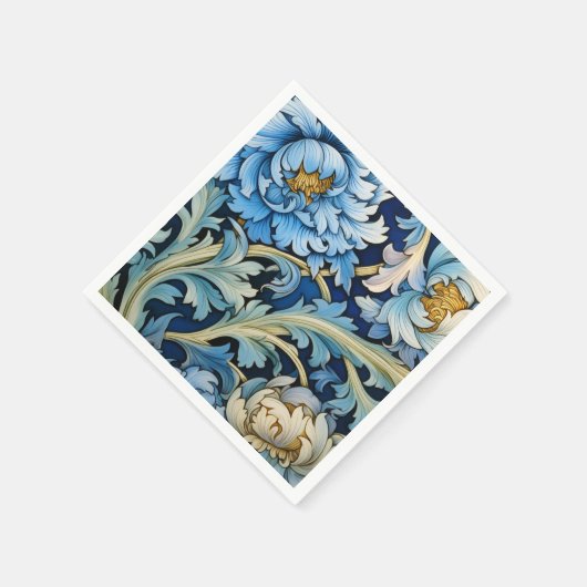 Blauw & Wit  Bloemen Servet (Hoek)