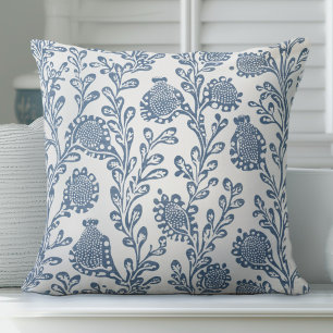 Blauw & Wit Bloemen Sierkussen