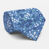 Blauw Wit Bloemen Stropdas Hand getekend voor Home (Opgerold)