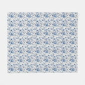 Blauw Wit Bloemen Toile Chinoiserie Waterverf Fleece Deken (Voorkant (Horizontaal))