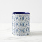 Blauw Wit Bloemen Toile Chinoiserie Waterverf Mok (Midden)
