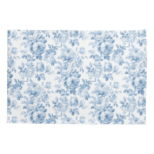 Blauw & Wit Bloemen Toile Kussensloop (Achterkant)