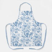 Blauw & Wit Bloemen Toile Schort (Voorkant)