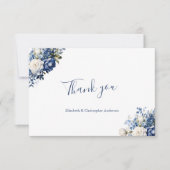 Blauw Wit Bloemen Trouwen Vrijgezellenfeest Bedankkaart (Voorkant)