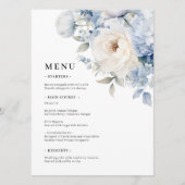 Blauw & Wit Bloemen Trouwmenu's Menu (Voorkant)