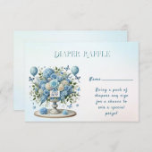 Blauw Wit Bloemen Vaas Baby shower behuizing Kaart (Voorkant / Achterkant)