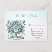 Blauw Wit Bloemen Vaas Baby shower behuizing Kaart (Voorkant)