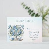 Blauw Wit Bloemen Vaas Baby shower behuizing Kaart (Staand voorkant)