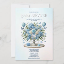 Blauw Wit Bloemen Vaas Baby shower