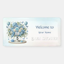 Blauw Wit Bloemen Vaas Baby shower