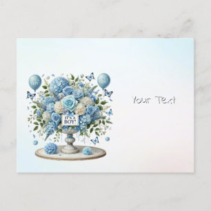 Blauw Wit Bloemen Vaas Briefkaart