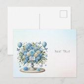 Blauw Wit Bloemen Vaas Briefkaart (Voorkant / Achterkant)