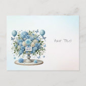 Blauw Wit Bloemen Vaas Briefkaart (Voorkant)