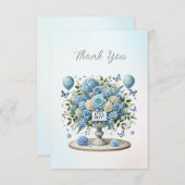 Blauw Wit Bloemen Vaas Dank u kaart (Voorkant / Achterkant)