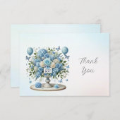 Blauw Wit Bloemen Vaas Dank u kaart (Voorkant / Achterkant)