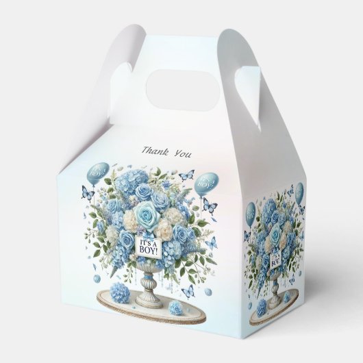 Blauw Wit Bloemen Vaas Favoriet Box Bedankdoosjes (Achterkant)