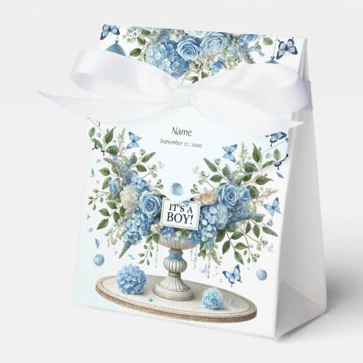 Blauw Wit Bloemen Vaas Favoriet Box Bedankdoosjes (Voorkant Zijde)