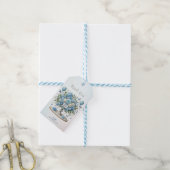 Blauw Wit Bloemen Vaas Gift Label Cadeaulabel (Met Touw)