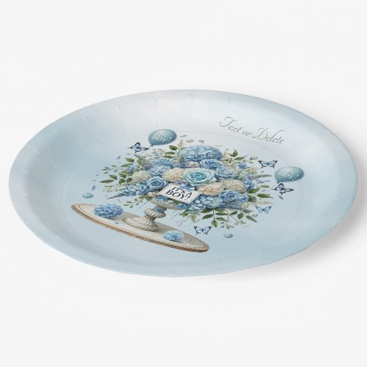 Blauw Wit Bloemen Vaas Papier Bord (Gekanteld)