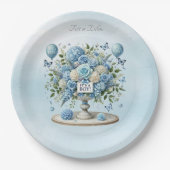 Blauw Wit Bloemen Vaas Papier Bord (Voorkant)