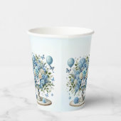 Blauw Wit Bloemen Vaas Papieren kopjes Papieren Bekers (Rechts)