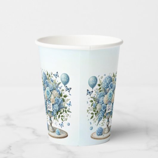 Blauw Wit Bloemen Vaas Papieren kopjes Papieren Bekers (Rechts)