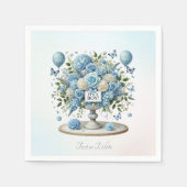 Blauw Wit Bloemen Vaas servetten (Voorkant)