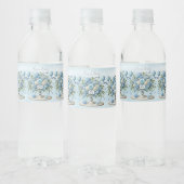 Blauw Wit Bloemen Vaas Water Fles Label Waterfles Etiket (Flessen)