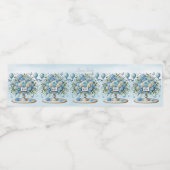 Blauw Wit Bloemen Vaas Water Fles Label Waterfles Etiket (Enkel label)