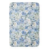 Blauw Wit Bloemen Waterverf Chic Badmat (Voorkant Verticaal)
