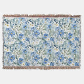 Blauw Wit Bloemen Waterverf Chic Deken (Voorkant)