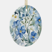 Blauw Wit Bloemen Waterverf Chic Keramisch Ornament (Rechts)