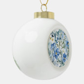 Blauw Wit Bloemen Waterverf Chic Keramische Bal Ornament (Links)