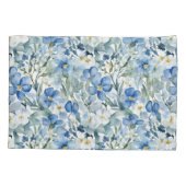 Blauw Wit Bloemen Waterverf Chic Kussensloop (Achterkant)