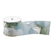 Blauw Wit Bloemen Waterverf Chic Satijnen Lint (Spoel)