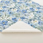 Blauw Wit Bloemen Waterverf Chic Sherpa Deken (3/4)