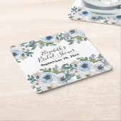 Blauw Wit Bloemen Waterverf Vrijgezellenfeest Kartonnen Onderzetters (Schuin)