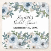 Blauw Wit Bloemen Waterverf Vrijgezellenfeest Kartonnen Onderzetters (Voorkant)