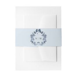 Blauw Wit Bloemen Wildbloem Krans Bruiloft Uitnodigingen Wikkel