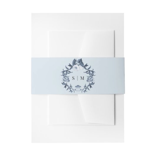 Blauw Wit Bloemen Wildbloem Krans Bruiloft Uitnodigingen Wikkel (Voorkant Voorbeeld)