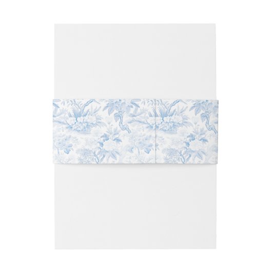 Blauw wit bloemenbruiloft uitnodiging buikband uitnodigingen wikkel (Achterkant Voorbeeld)