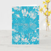 Blauw & Wit Bloemend Je Mist Me Kaart (Gele Bloem)